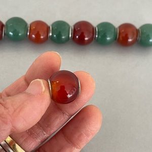 Red and Green Agate Bead Charms 925 Sterling Silver Brand New 11 pcs